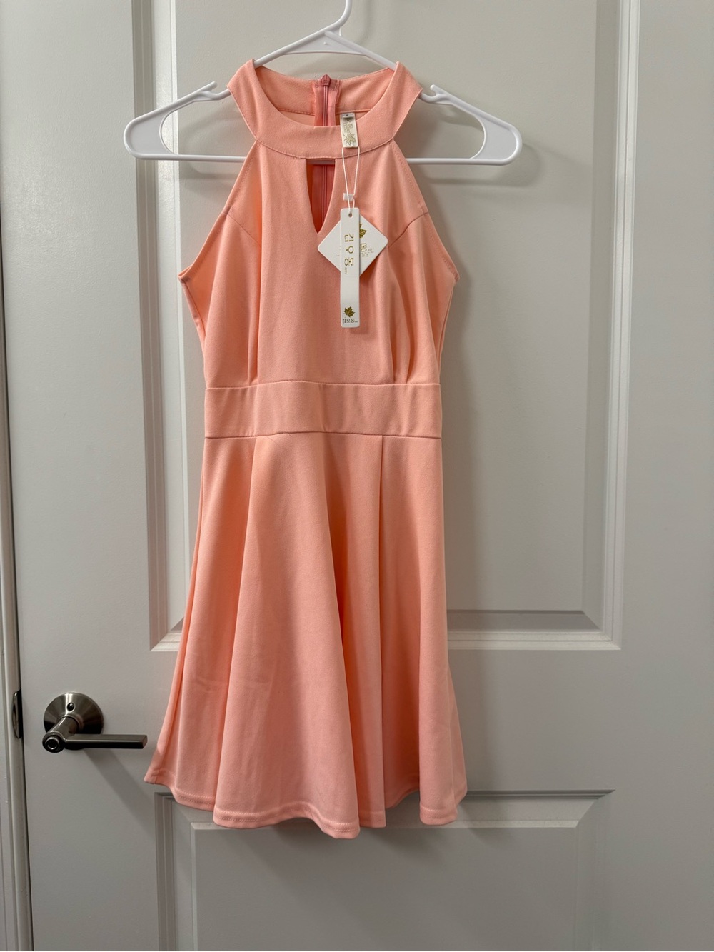 Sleeveless Peach Halter Dress